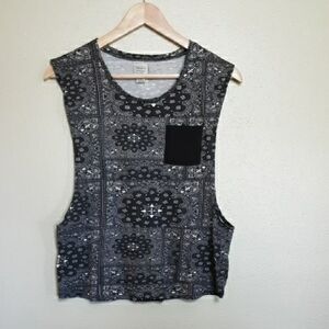 Trendy Black and Gray Sleeveless Top